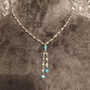 Black and blue beaded necklace 16 in